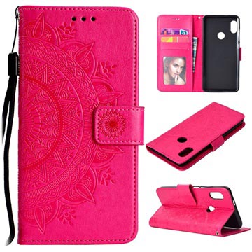 Mandala Serie Xiaomi Redmi Note 5 Pro Wallet Schutzhülle - Hot Pink