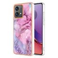 Motorola Moto G84 Galvanisierte IMD TPU-Hülle mit Marmormuster - Blau / Rosa