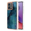 Motorola Moto G84 Galvanisierte IMD TPU-Hülle mit Marmormuster - Grün