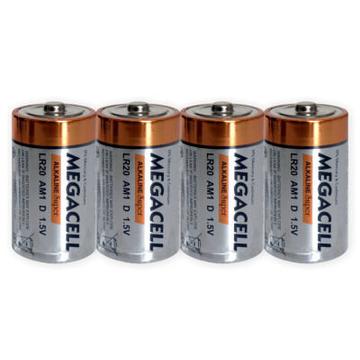 Megacell Leistungsstarke LR20/D Alkaline-Batterien - 4 Stück.