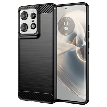 Motorola Edge 50 Pro Gebürstete TPU Hülle - Karbonfaser - Schwarz