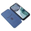 Motorola Moto G62 5G Flip Hülle - Karbonfaser - Blau