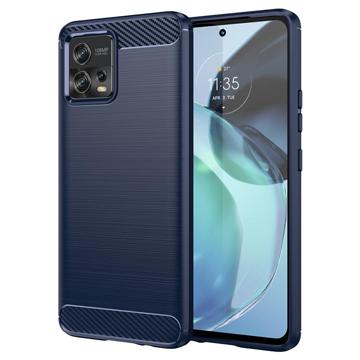 Motorola Moto G72 Angeraute TPU Hülle - Karbonfaser - Blau