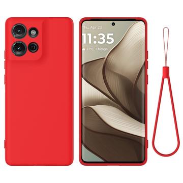 Motorola Moto G75 Liquid Silikonhülle mit Handschlaufe - Rot