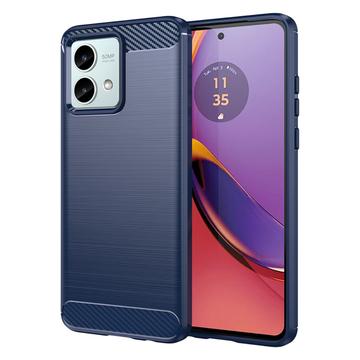 Motorola Moto G84 Gebürstete TPU Hülle - Karbonfaser - Blau