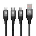 NILLKIN Swift Pro 3-in-1 Kabel Nylon geflochten USB zu Typ-C / iP / Micro Ladekabel - Schwarz