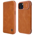 iPhone 15 Nillkin Qin Pro Flip Case - Braun