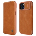 iPhone 15 Plus Nillkin Qin Pro Flip Case - Braun