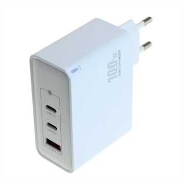 OTB USB GaN Ladegerät 100W - 2x USB-C & 1x USB-A, Schnellladung mit Power Delivery - Weiß