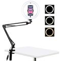 PULUZ 10.2" 26cm Ring Curved Light + Desktop Arm Stand USB 3 Modi Dimmbar Dual Farbtemperatur LED Vlogging Selfie Fotografie Video Lights mit Telefon Klammer