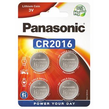 Panasonic Mini CR2016 Lithium-Knopfbatterien - 4 Stk.