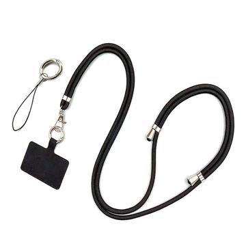 Polyester Handy-Lanyard Verstellbarer 5mm Nackenriemen Crossbody Handyriemen mit Patch - Schwarz