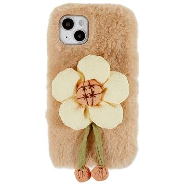 3D Plush Doll iPhone 14 TPU Hülle - Beige / Blume