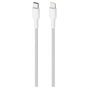 Puro Fabric Ultra-Strong USB-C / Lightning Kabel - 2m, 20W - Weiß