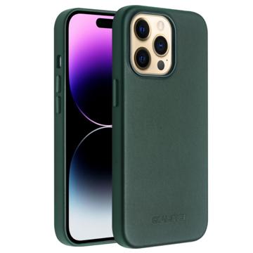 Qialino Premium Mag iPhone 14 Pro Lederhülle - Grün