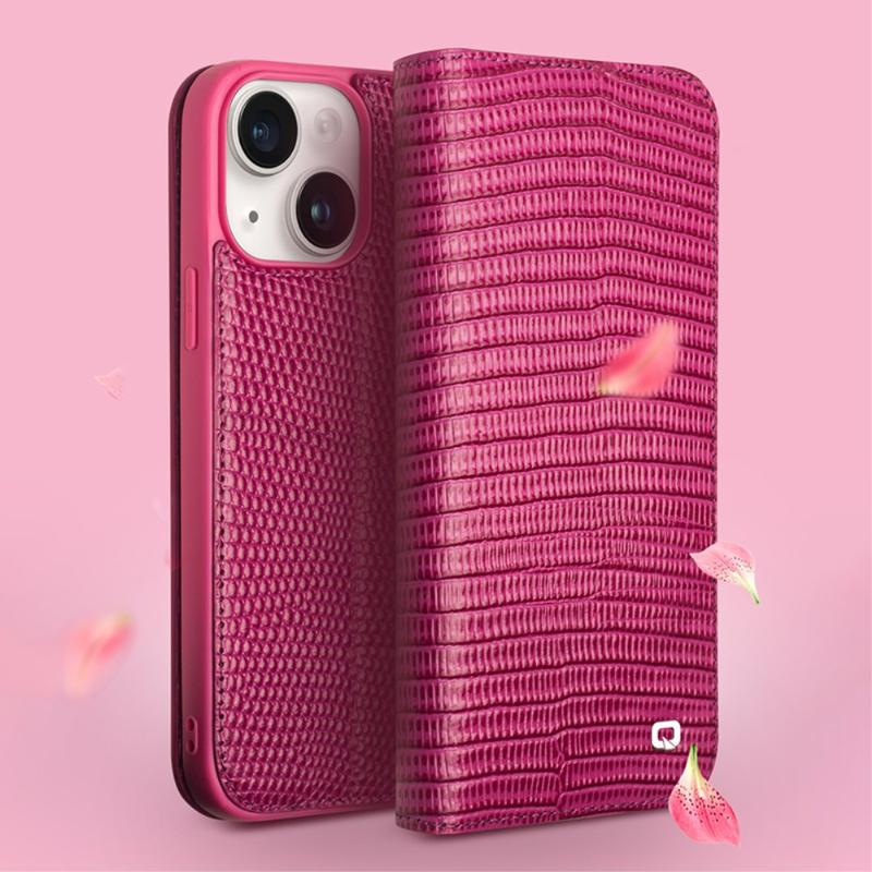 Qialino Iphone Lederh Lle Mit Geldb Rse Krokodil Hot Pink