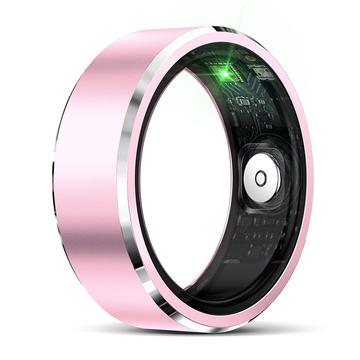 R5 Aluminiumlegierung Smartring mit Ladegerät Hülle - Größe: 10/19.9mm - Rosa