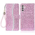 Samsung Galaxy A15 Stilvolle Glitzer Wallet Hülle - Rosa