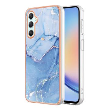 Samsung Galaxy A25 Galvanisierte IMD TPU-Hülle mit Marmormuster - Blau