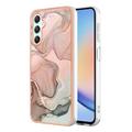 Samsung Galaxy A25 Galvanisierte IMD TPU-Hülle mit Marmormuster - Rosa