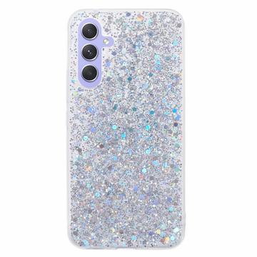 Samsung Galaxy A55 Glitter Flakes TPU Hülle - Silber