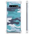 Samsung Galaxy S10 Hybrid Hülle - Blaue Tarnung