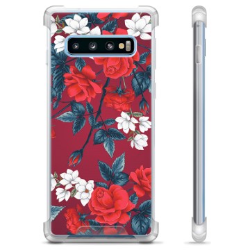 Samsung Galaxy S10 Hybrid Hülle - Vintage Blumen