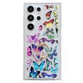 Samsung Galaxy S24 Ultra Butterfly TPU Hülle mit Ringhalterung - Bunt