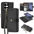 Samsung Galaxy S25 Ultra Dux Ducis Lawa Brieftaschen-Lederhülle mit Magnetabdeckung - Schwarz