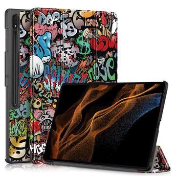 Samsung Galaxy Tab S9 Ultra Tri-Fold Serie Smart Folio Hülle - Graffiti