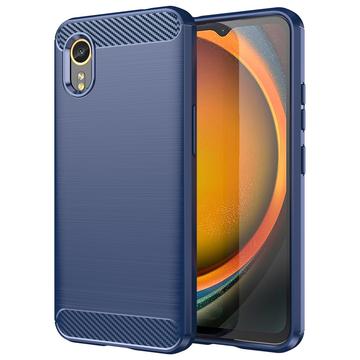 Samsung Galaxy Xcover7 Gebürstete TPU Hülle - Karbonfaser - Blau