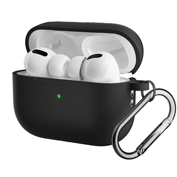 AirPods Pro 2 Silikon Case mit Karabiner - Schwarz