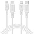 Spigen DuraSync MFi USB-C zu Lightning Kabel - 2-Pack, 100cm - Weiß