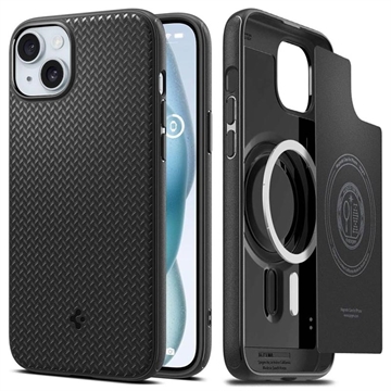 iPhone 15 Spigen Mag Armor Hybrid Hülle - Mattschwarz