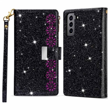 Starlight Serie Samsung Galaxy S22+ 5G Wallet Hülle - Schwarz