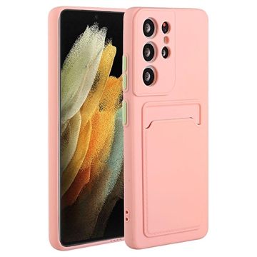 Samsung Galaxy S23 Ultra 5G TPU Hülle mit Kartenhalter - Rosa