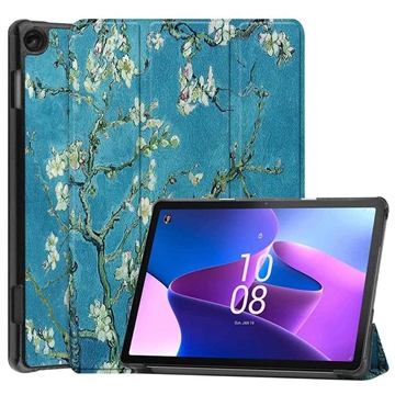 Lenovo Tab M10 Gen 3 Tri-Fold Serie Smart Folio Hülle - Weiß Blumen