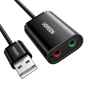 UGREEN 30724 USB-Audio-Adapter Externe Stereo-Audio-Soundkarte mit 3,5-mm-Kopfhörer-Mikrofonanschluss für Windows Mac Linux PC Laptop PS5