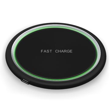 W53 Qi Wireless Charger Pad Ultradünne Runde Schnellladestation - Schwarz