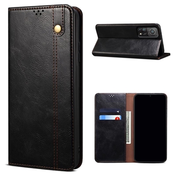 Xiaomi 11T/11T Pro Waxy Serie Wallet Hülle - Schwarz