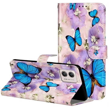 Wonder Serie Motorola Moto G73 Wallet Hülle - Blau Schmetterling