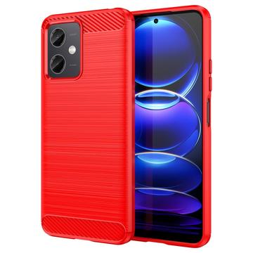 Xiaomi Redmi Note 12/Poco X5 Gebürstete TPU Hülle - Karbonfaser - Rot