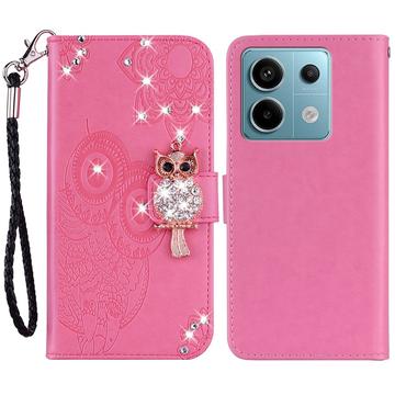 Xiaomi Redmi Note 13 Eule Strass Wallet Hülle