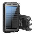 YD-886 Wasserdichte Solarstrombank 8000mAh mit Taschenlampe und Kompass - Schwarz