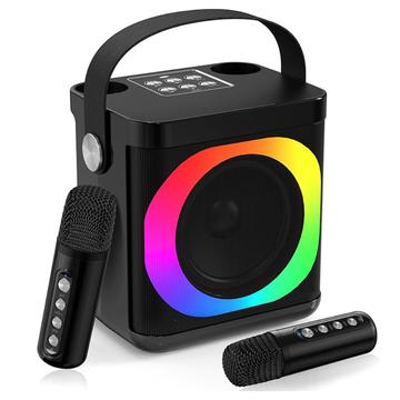 YS307 Home Karaoke Bluetooth-Lautsprecher RGB-Licht-Lautsprecher mit 2 Mikrofonen