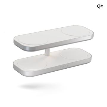 Zens Aluminium Quattro Wireless Charger Pro 4 mit 65W Power Adapter - MagSafe-kompatibel, Qi2 - Weiß