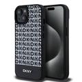 iPhone 15 DKNY Repeat Pattern Bottom Stripe Cover - MagSafe kompatibel - Schwarz