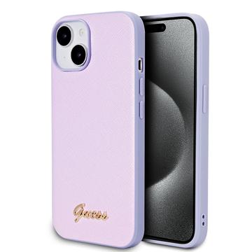 iPhone 15 Guess Iridescent Metal Script Hybrid Hülle - Lila