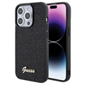 iPhone 15 Pro Guess Disco Metal Script Logo Case - Schwarz