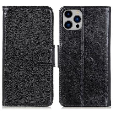 iPhone 15 Pro Max Elegant Serie Wallet Schutzhülle - Schwarz